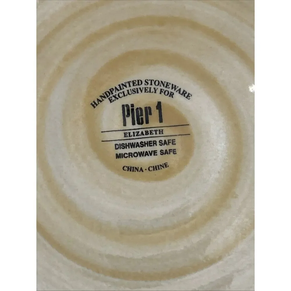 Pier 1 Elizabeth Stoneware Dinner Plate Handpainted Dishwasher Safe 11.5